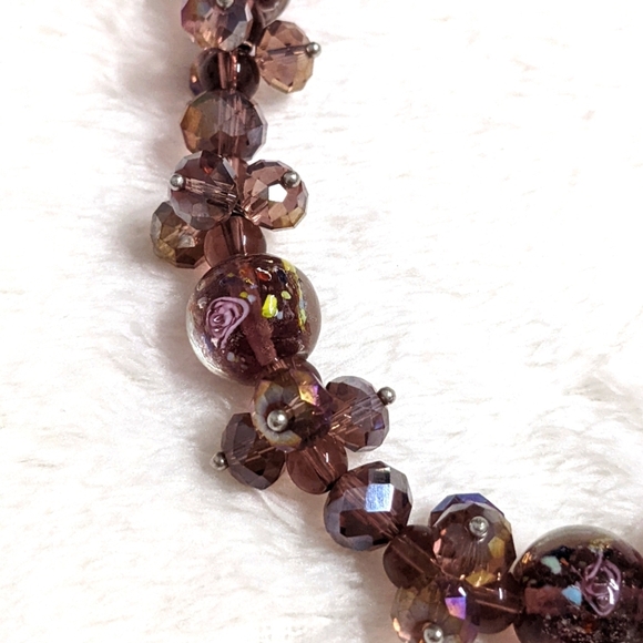 Beautiful Vintage Rosey/Mauve Crystal Beaded Necklace 20" Long - Picture 12 of 13